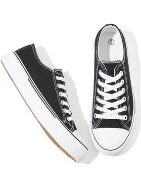 Stylish Low Top Canvas Sneakers for Women - Casual Lace-Up Walking Shoes in